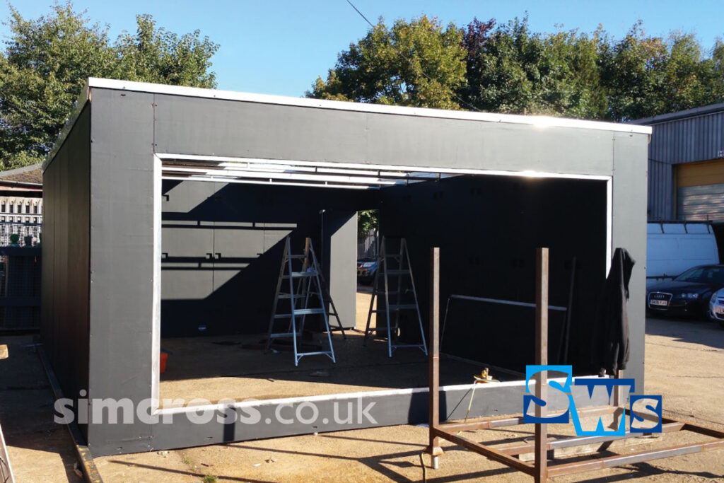 Workshop – flatpack tv studio. Simcross Welding Services bespoke metalwork London and Herts