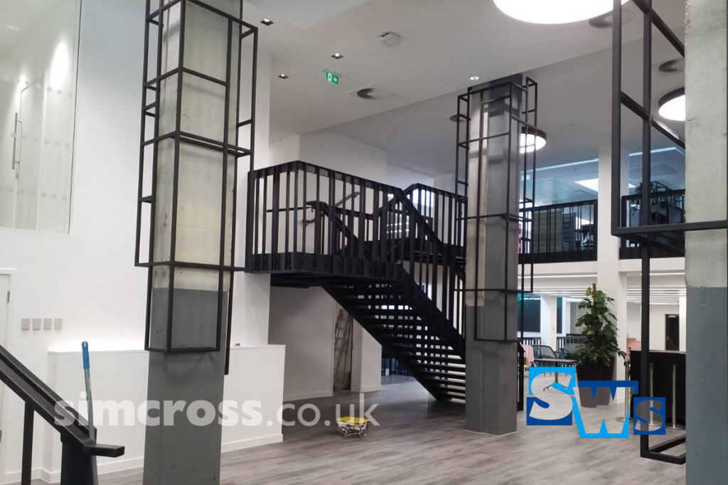 CBRE office interior, Bespoke steelwork in Southwark, London, fabricated and installed by Simcross, Watford