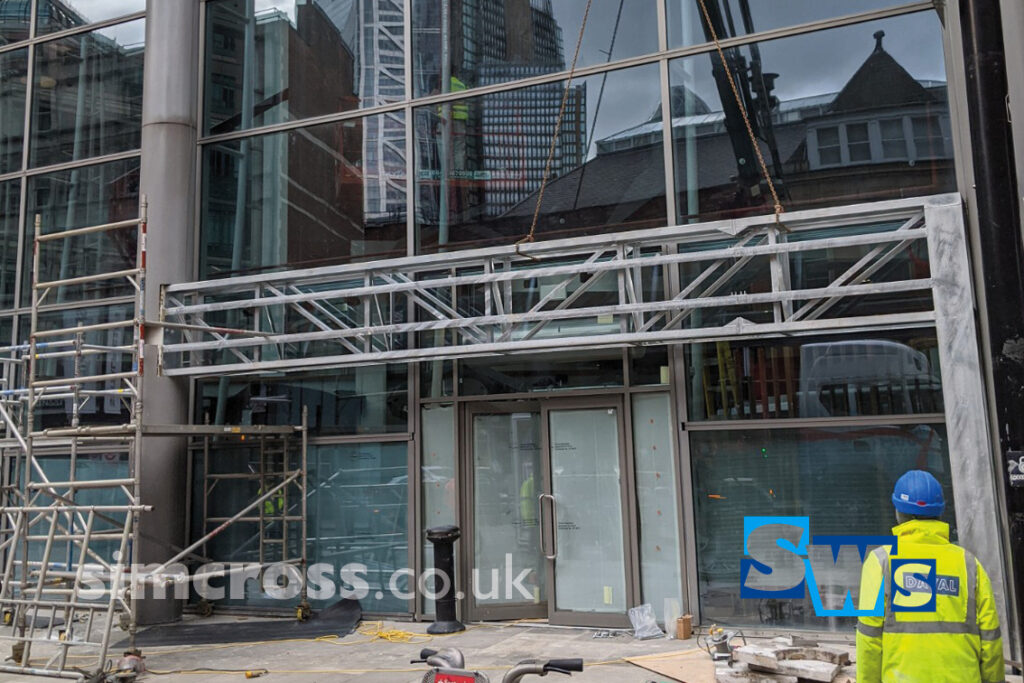 Bishopsgate, London – steelwork for new Natwest Bank signage. Simcross Welding Services – structural steel, London and Herts